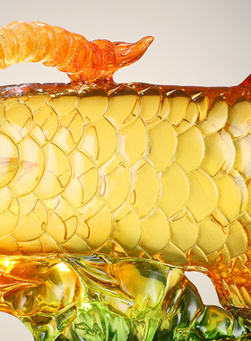 招财金龙鱼摆件琉璃工艺品龙鱼招财鱼客厅办公室装饰店铺开业礼品