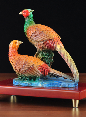 彩铜锦绣前程锦鸡摆件新中式生肖铜鸡家居客厅玄关电视柜装饰品