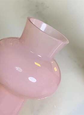中古花瓶摆件客厅插花轻奢高级感绿色玻璃粉色法式创意琉璃蝴蝶兰