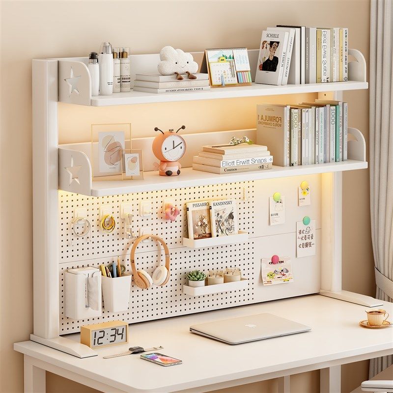 Bookshelf desktop storage rack with hole board multi-layer storage rack children's picture book rack iron study table storage bookshelf