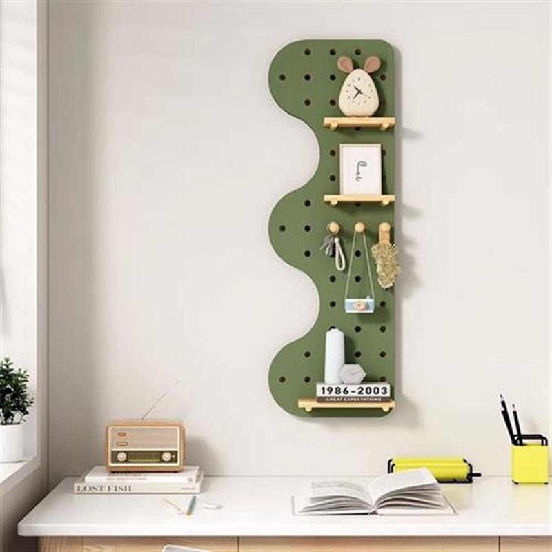Tl solid wood hole board wall storage rack wooden wall hanging wall bookshelf partition storage rack hanging board wall rack