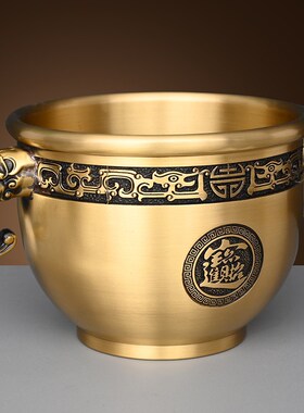 黄铜象鼻缸摆件财缸家用客厅聚宝盆铜米缸存钱罐铜百福缸招聚米缸