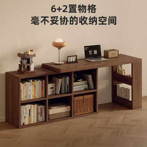 实木转角书桌书柜一体桌子卧室家用学生梳妆台l型拐角电脑桌办公 - 图2