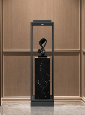 大理石落地石墩摆台商场酒店大堂大型带灯展示架样板房雕塑摆件