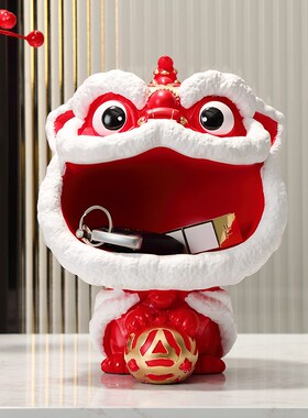 新中式舞狮收纳多功能桌面家居摆件客厅玄关装饰品新家乔迁礼物