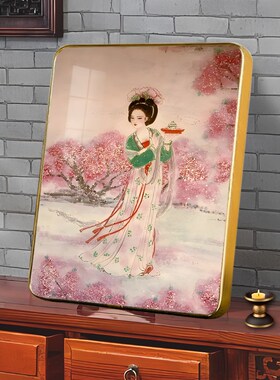 桃花仙子娘娘画像花神相框摆件婚姻爱情桃花运装饰挂画桃花女摆台
