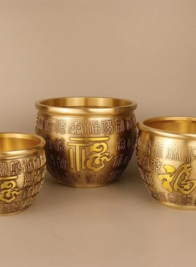 招财进宝百福铜缸特大纯铜米缸聚财聚宝盆店铺客厅摆件水缸存钱罐