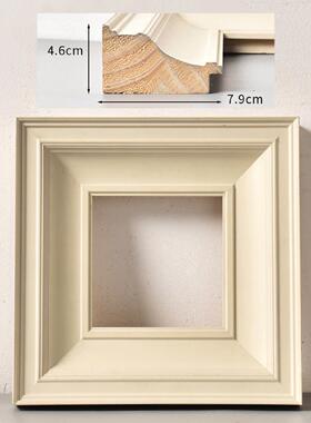 高级感实木油画框白色免组装外框定制大尺寸空相框架装裱画框挂墙