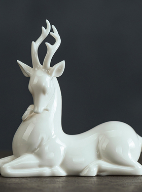 陶瓷小鹿精品中式摆件家居客厅茶几桌面装饰工艺品办公室小鹿摆设