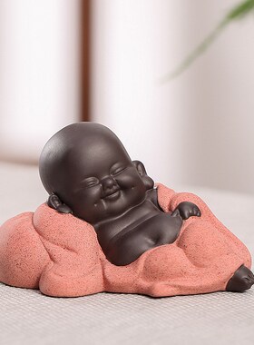 紫砂精品招财弥勒佛茶宠功夫茶摆件手工可养禅意茶玩茶台装饰品