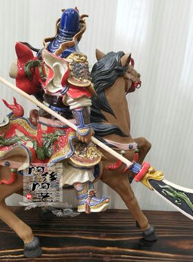 石湾 陶瓷骑公仔 千里走工艺品单关公