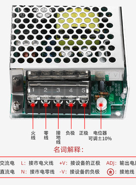 明纬小体积MS-50/100/150W开关电源12V3直流DC24V10a变压器120w5A
