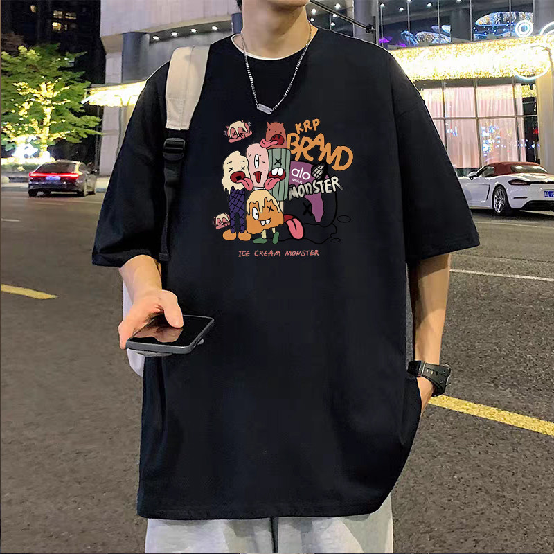 AIO重磅夏季高档印花短袖美式运动情侣同款240g纯棉时尚T恤儿童