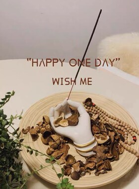 创意小众线香底座立体佛手掌手做窑变釉陶瓷香插器首饰收纳盘摆件