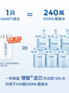 聚蓝Bluetech三代大容量12枚装理智滤芯超滤膜除垢除菌除氯净水壶