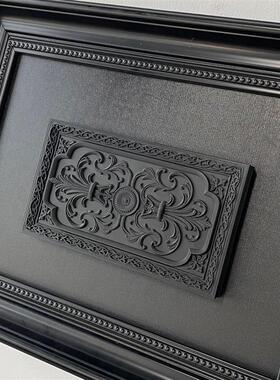 山白手作电表箱装饰直接挂画黑色3D立体轻奢高级感浮雕液压翻盖