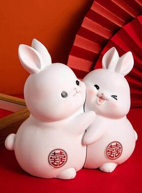 新婚摆件新人结婚订婚情侣兔子客厅装饰品闺蜜新娘玩偶