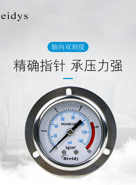 YN50ZT压力表不锈钢耐震压力表测水压气压通用0-1.6/100mpa多量程