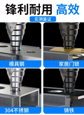 宝塔钻电动扳手专用铝模板打孔金属螺旋高硬度塔型阶梯开孔器钻头