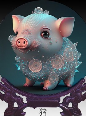 十二生肖密胺耐摔盘中式客厅书房儿童房装饰招福开运桌面装饰摆件