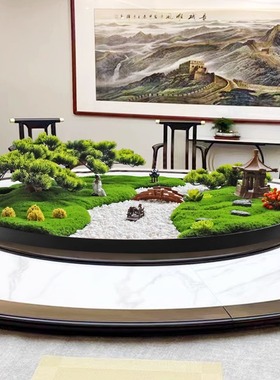 大圆桌中间转盘摆花酒店餐桌摆件桌花中式圆形创意桌芯装饰品摆设