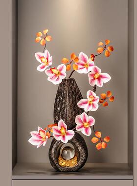 入户玄关石来运转玉兰仿真花玄关客厅插花摆件装饰乔迁新居礼品