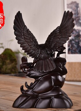 老鹰黑檀木雕工艺品摆件大鹏展翅鹰公司开业礼品办公室桌面艺术品