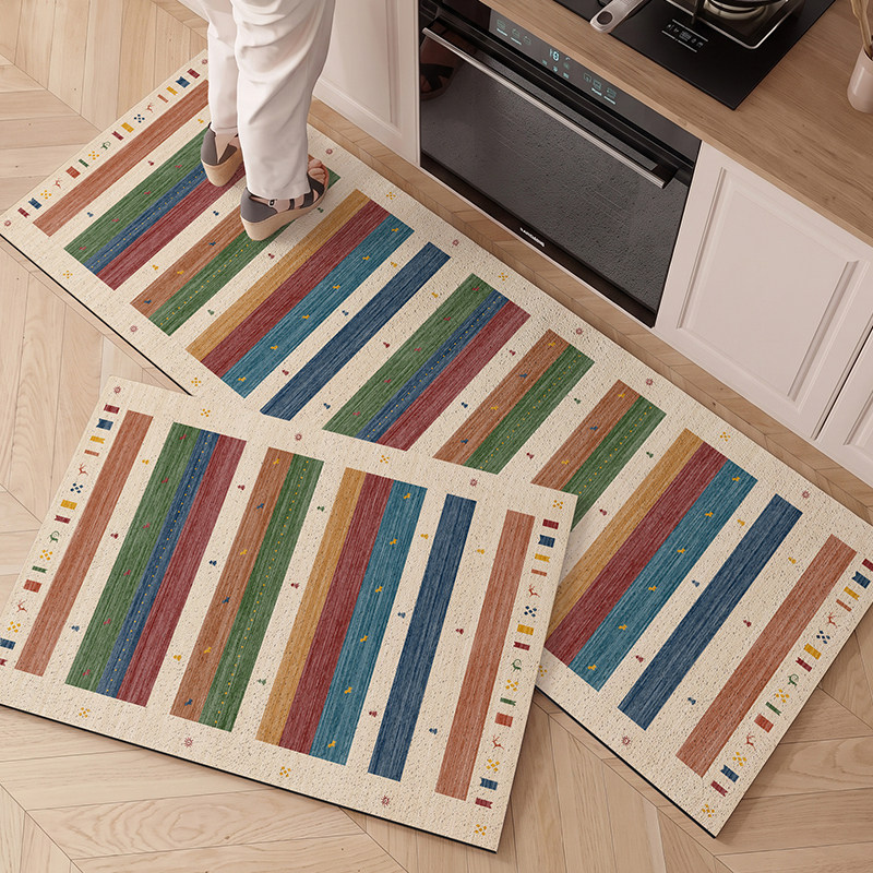 Kitchen floor mat anti-slip, oil-proof, wipeable and wash-free carpet