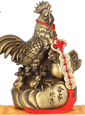 铜鸡摆件纯铜大公鸡十二生肖金鸡母鸡工艺品桃花家居卧室装饰礼品