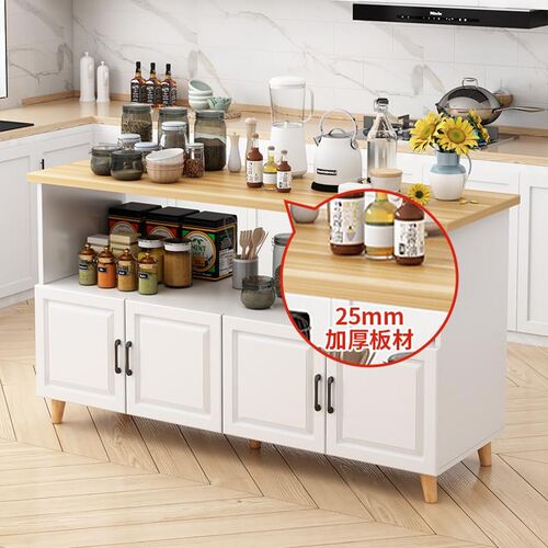 厨房置物架落地微波炉烤箱储物柜切菜桌橱柜餐边柜家用阳台收纳柜 - 图0