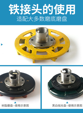金刚树脂磨盘铁接头手扶磨机底盘连接卡扣黑白抛光盘橡胶防震垫