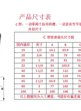 超豪304不锈钢快速接头C型钢丝管活接软管快插水管卡扣式宝塔头