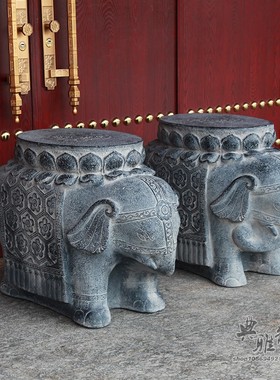 中国风石雕门墩抱鼓石仿古典石镇宅家用门当户对貔貅麒麟门口摆件