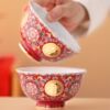 Wedding teacup set, enamel wedding teacups, a pair of high-end red modified tea sets, wedding bowls and chopsticks