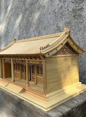 中式东阳木雕客厅办公室书房装饰桌面摆件古建筑歇山模型房子民居