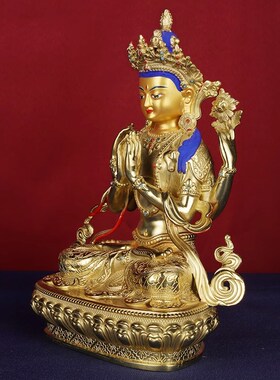 四臂观音佛像纯铜藏传鎏金西藏居家供奉摆件5寸7寸1尺10寸20寸1米