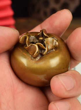 铜实心多子多福南瓜事事顺心柿子文玩手把件书法镇纸男女随身把玩