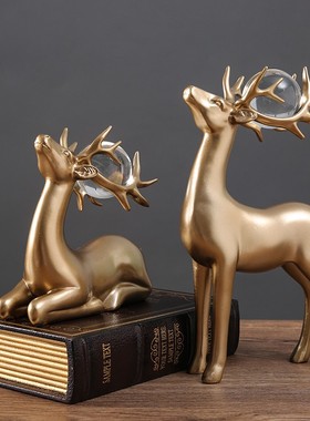 招财鹿客厅酒柜家居饰品摆件创意电视柜玄关装饰轻奢办公桌工艺品