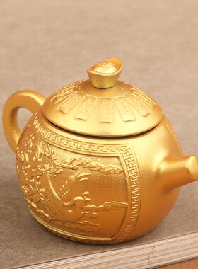 纯铜龙凤小茶壶手把件把把壶打麻将赢钱把把胡转运黄铜小摆件实心
