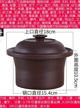 适配元田谷电炖锅陶瓷紫砂锅炖盅煲汤砂锅煮粥锅电器盖子内胆配件