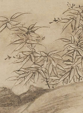 明唐寅秋风纨扇图复制画 宣纸印刷国画名画装饰 客厅玄关艺术卷轴