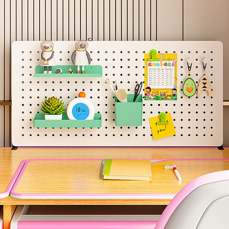 Desktop perforated board storage rack, punch-free, stand-up clip-on storage partition accessories display on children's study desk
