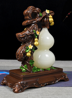 玉石葫芦摆件招财客厅装饰品办公室开业礼品天然白玉镇宅福禄玄关
