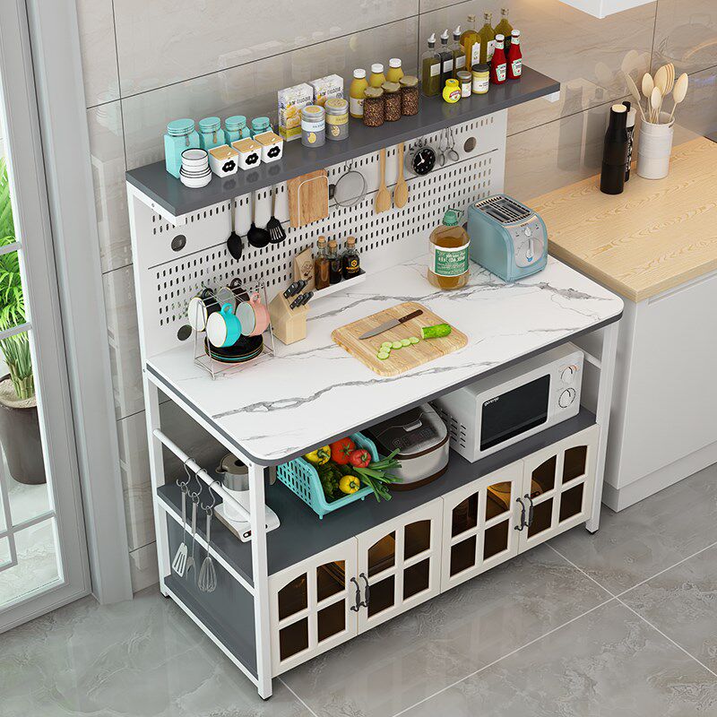 Rock slab hole board kitchen storage rack multi-function floor-standing multi-layer storage rack microwave oven sideboard vegetable cutting table