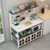 Rock slab hole board kitchen storage rack multi-function floor-standing multi-layer storage rack microwave oven sideboard vegetable cutting table