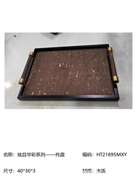 高端展厅生活馆售楼处新中式系列皮革托盘茶几长托盘收纳盘书桌收