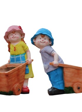 卡通人物雕塑园林花盆摆件户外小品幼儿园树脂工艺品花园庭院装饰