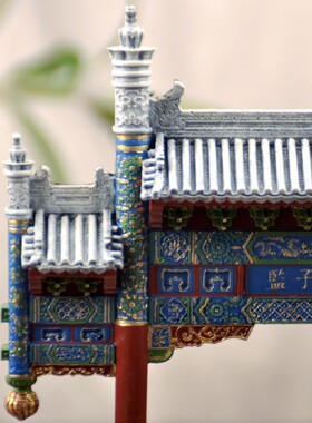 中式牌楼牌坊模型摆件桌面中国风玄关装饰怀旧1:60场景搭配可定制