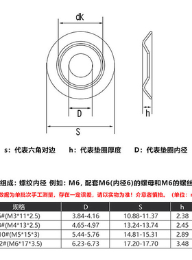 304不锈钢鱼眼垫片凹凸垫片空心碗形垫片装饰垫圈6# 8# 10 #12#