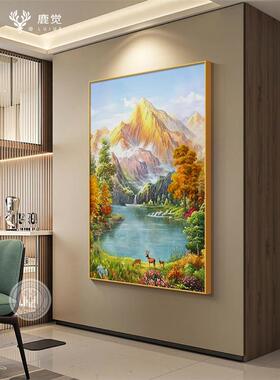 聚宝盆山水画入户玄关装饰画日照金山客厅走廊过道挂画高档风景画